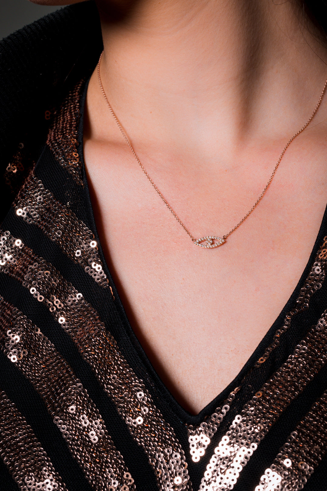 ROCK STAR EVIL EYE ROSE GOLD PENDANT