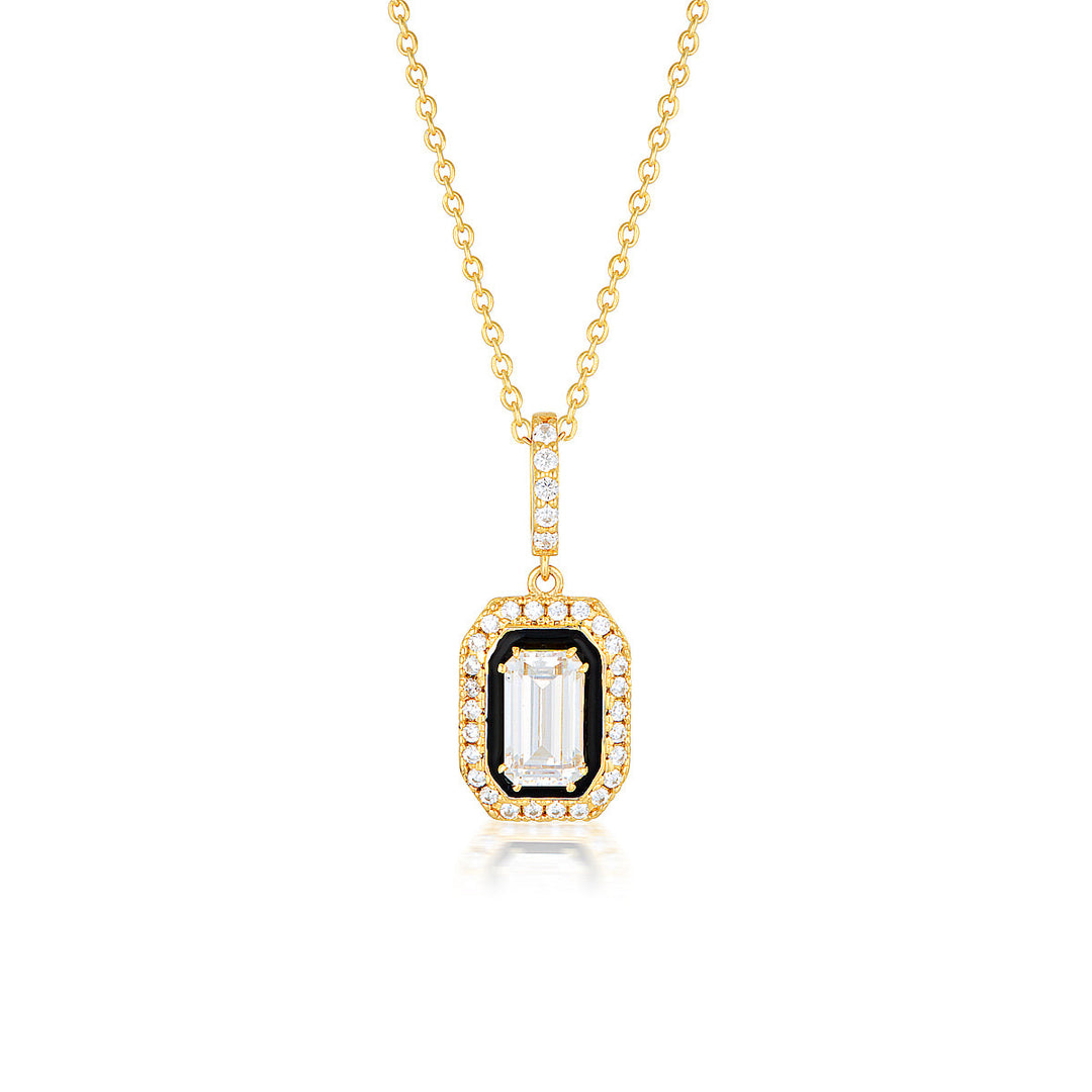 REFLECTION RETROSPECT PENDANT GOLD & BLACK ENAMEL