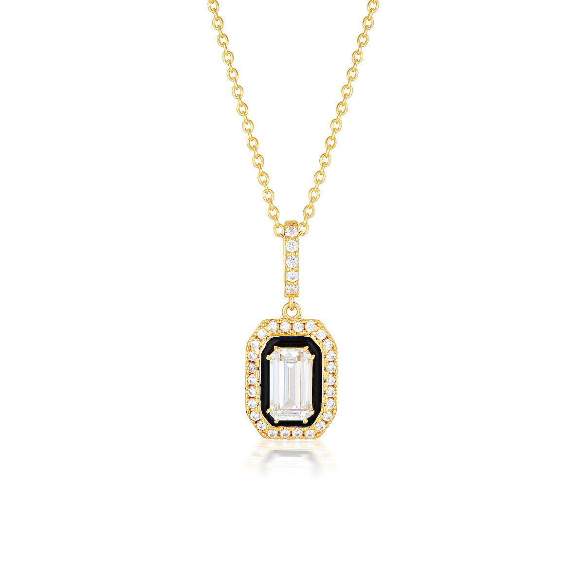 REFLECTION RETROSPECT PENDANT GOLD & BLACK ENAMEL