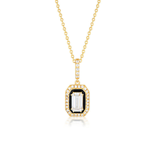 REFLECTION RETROSPECT PENDANT GOLD & BLACK ENAMEL