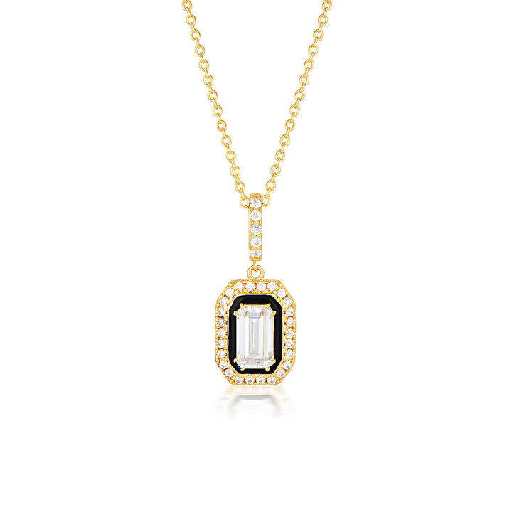 REFLECTION RETROSPECT PENDANT GOLD & BLACK ENAMEL
