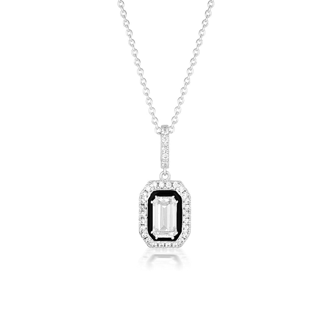 REFLECTION RETROSPECT PENDANT SILVER & BLACK ENAMEL