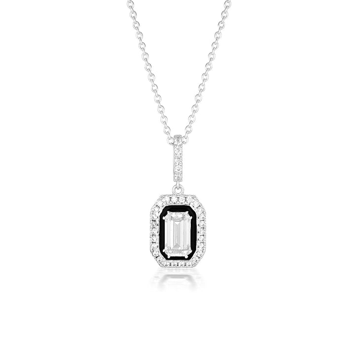 REFLECTION RETROSPECT PENDANT SILVER & BLACK ENAMEL