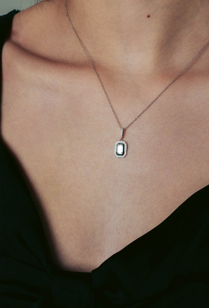 REFLECTION RETROSPECT PENDANT SILVER & BLACK ENAMEL