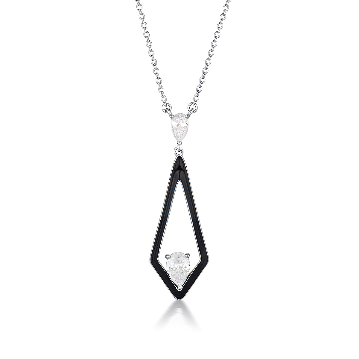 REFLECTION EVOKE PENDANT SILVER & BLACK ENAMEL
