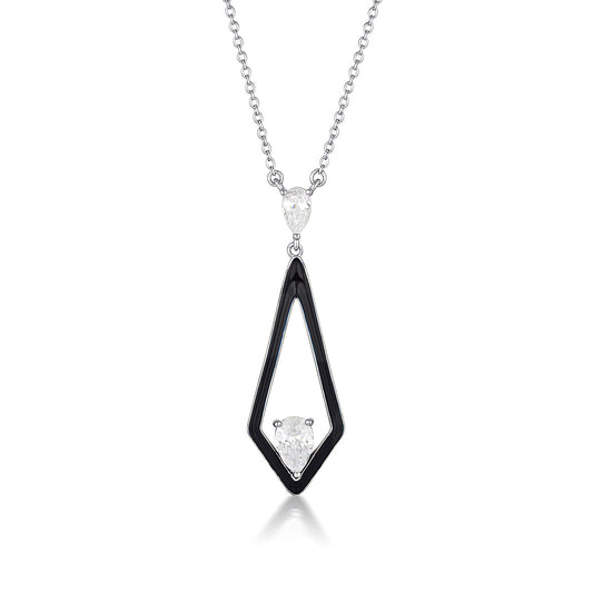 REFLECTION EVOKE PENDANT SILVER & BLACK ENAMEL