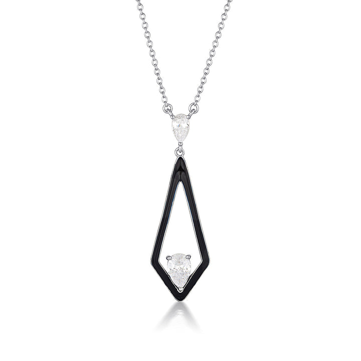 REFLECTION EVOKE PENDANT SILVER & BLACK ENAMEL