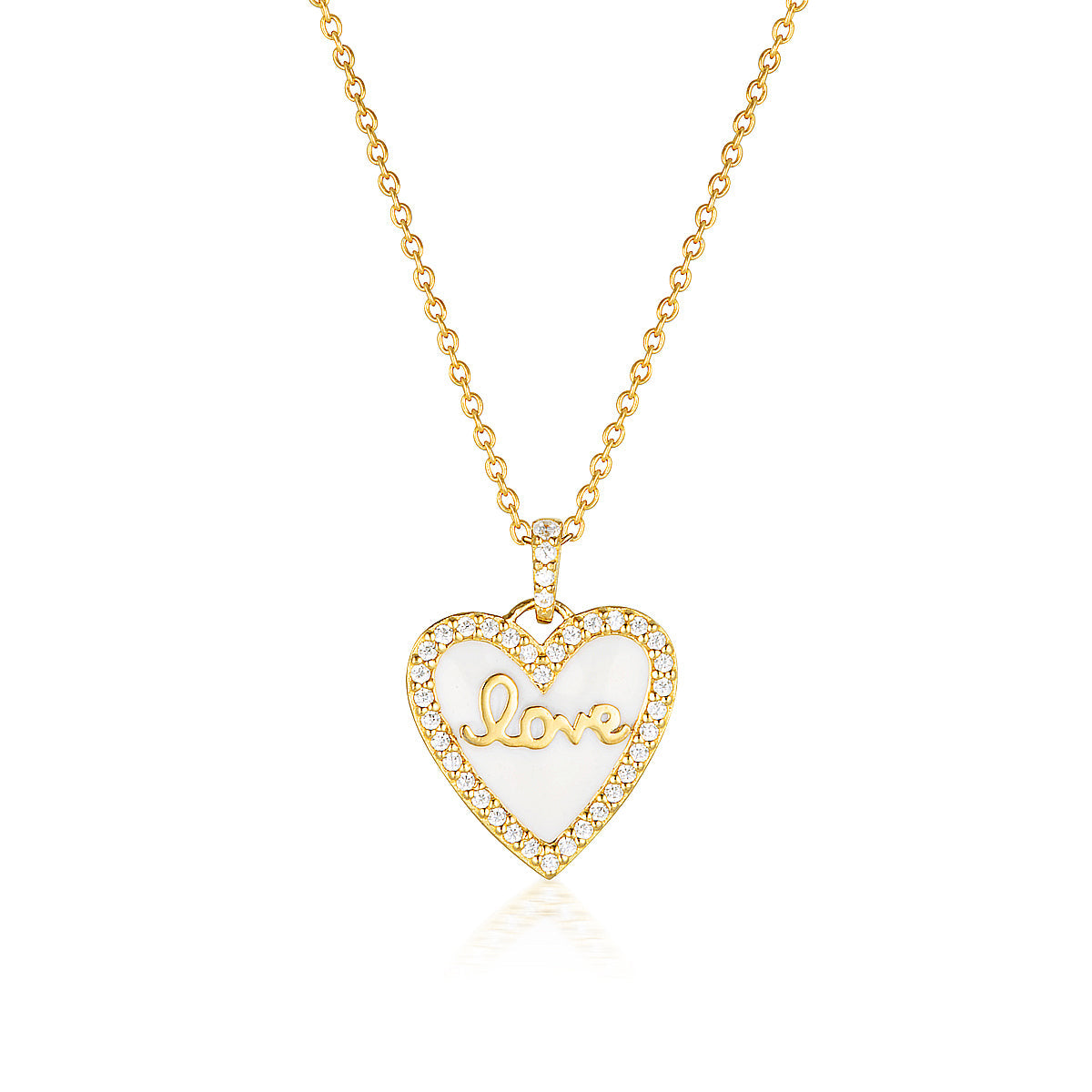 REFLECTION ENAMEL LOVE HEART PENDANT GOLD