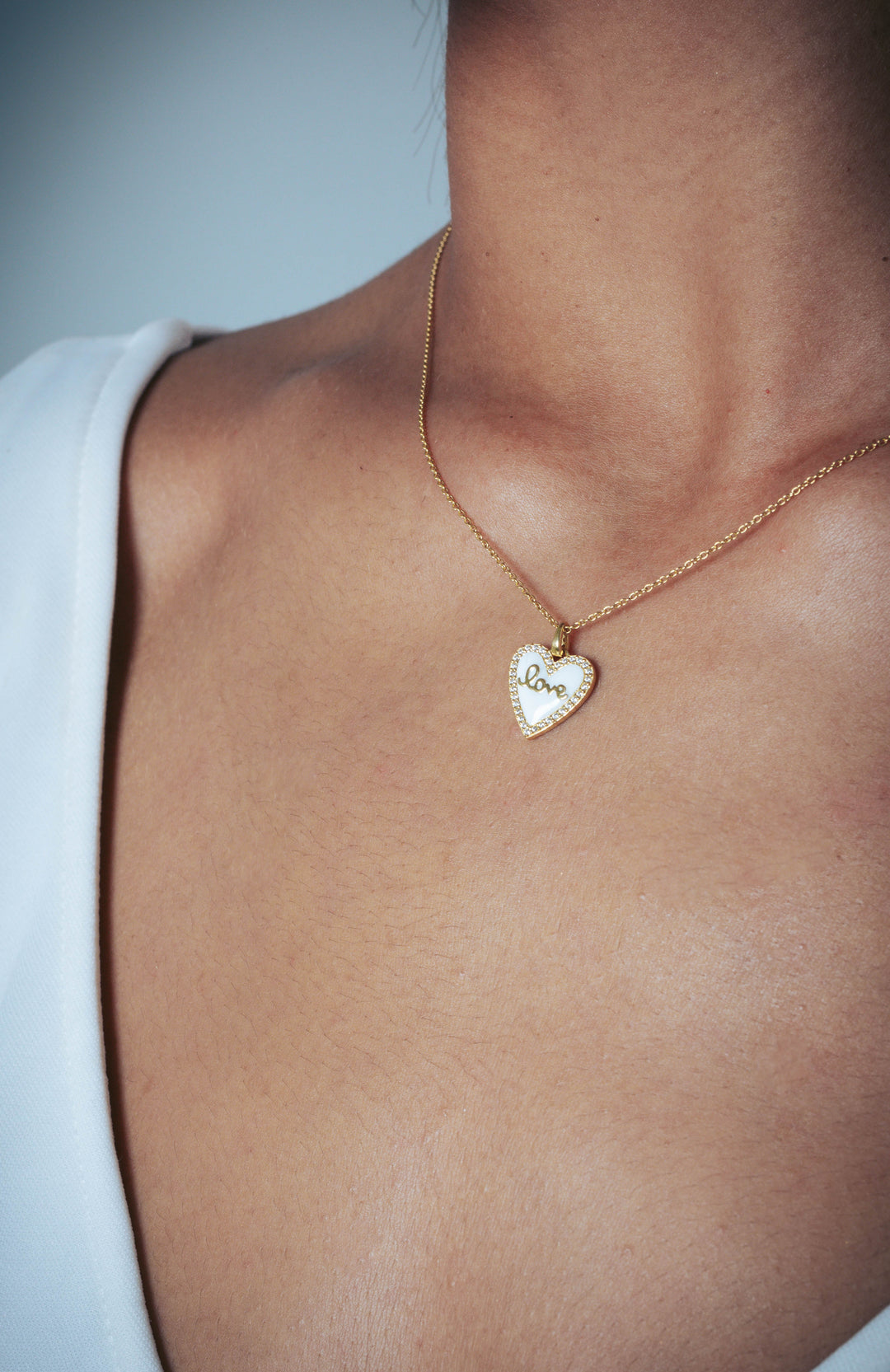 REFLECTION ENAMEL LOVE HEART PENDANT GOLD