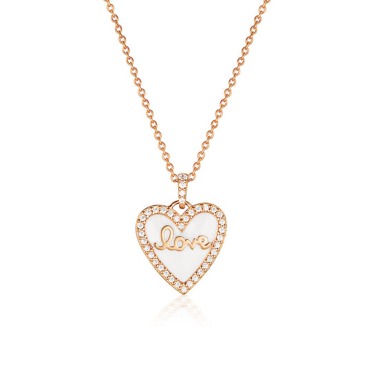 REFLECTION ENAMEL LOVE HEART PENDANT ROSE GOLD