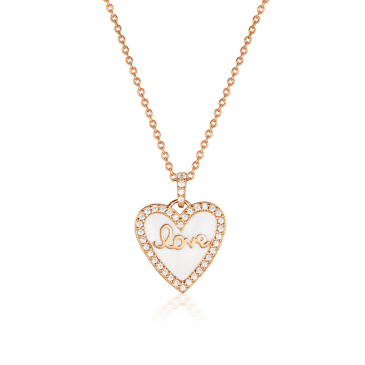REFLECTION ENAMEL LOVE HEART PENDANT ROSE GOLD