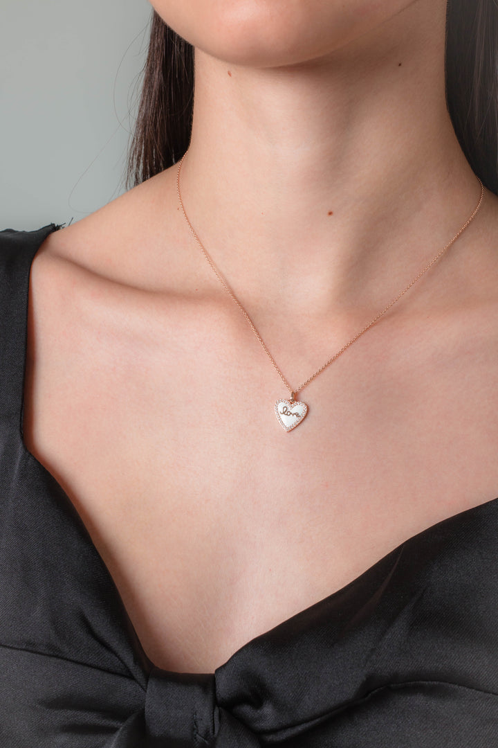REFLECTION ENAMEL LOVE HEART PENDANT ROSE GOLD