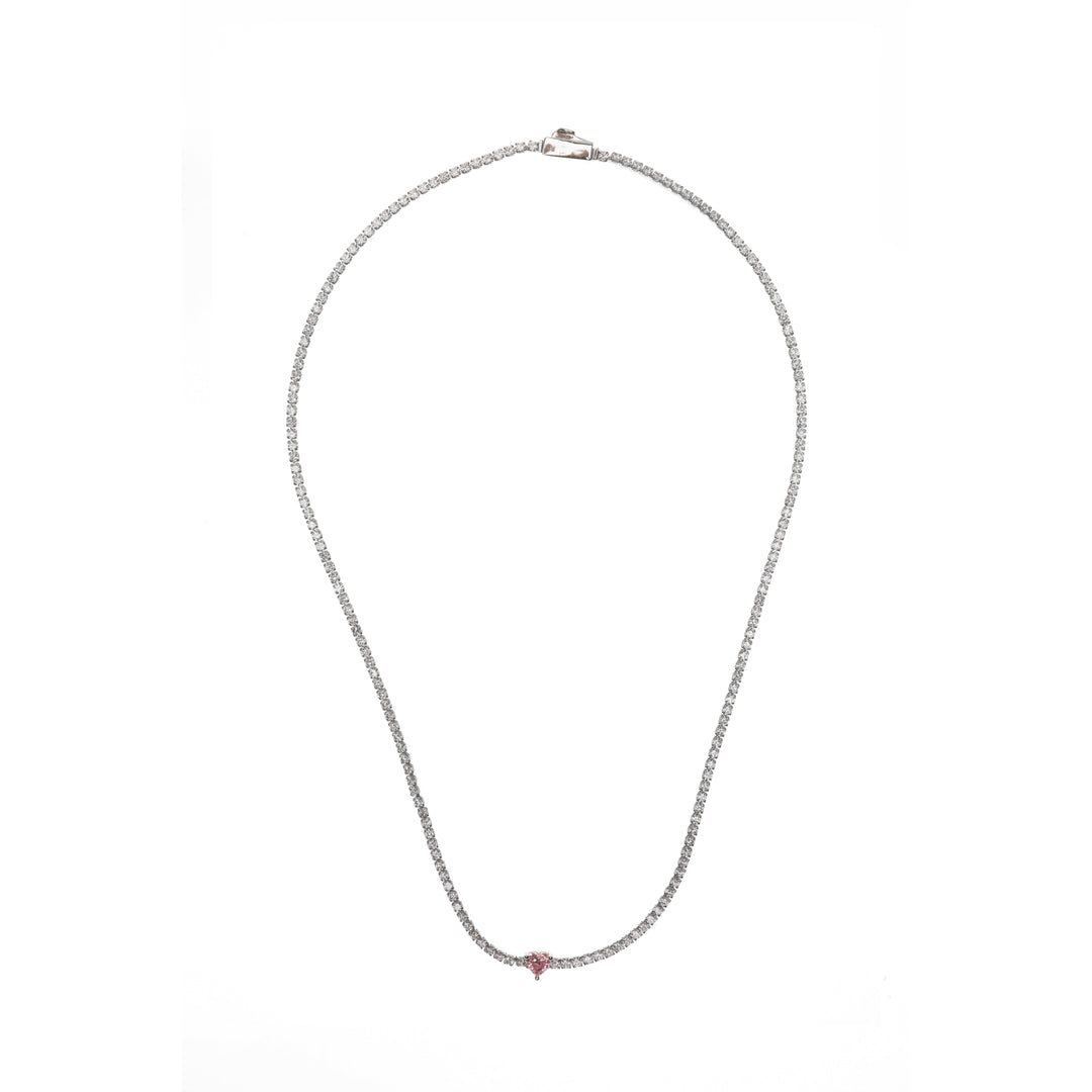 SWEETHEART TENNIS NECKLACE SILVER 42CM