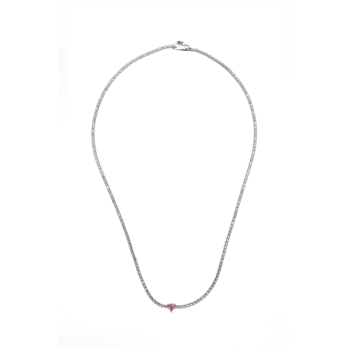 SWEETHEART TENNIS NECKLACE SILVER 42CM