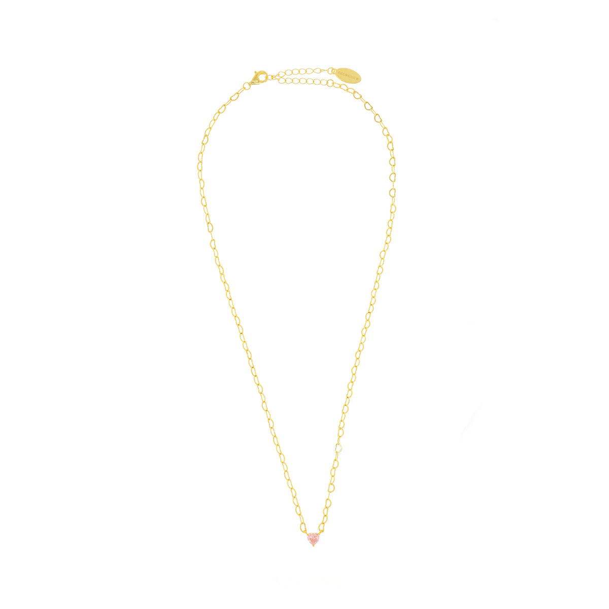 SWEETHEART HEART CHAIN NECKLACE PINK GOLD