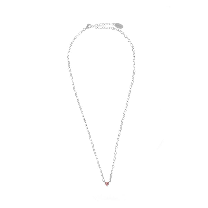 SWEETHEART HEART CHAIN NECKLACE PINK SILVER