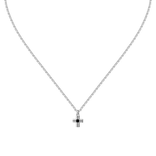 Sector Spirit Cross Stainless Steel Pendant Stainless Steel Black Enamel 50+5cm