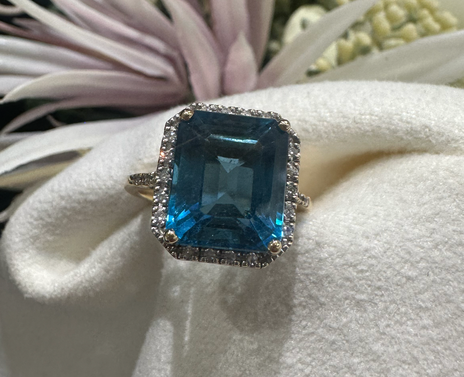 London Blue Topaz Cocktail Diamond Ring