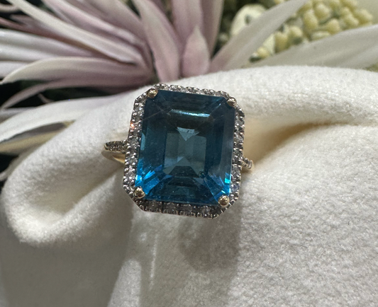 London Blue Topaz Cocktail Diamond Ring