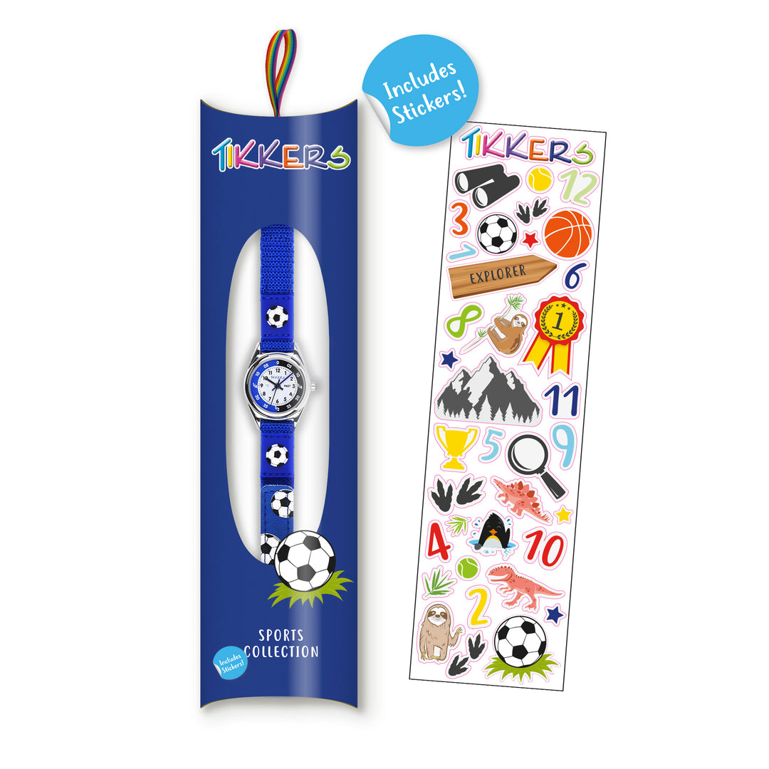 Tikkers Time Teacher Blue Soccer Canvas Strap Watch