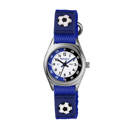 Tikkers Time Teacher Blue Soccer Canvas Strap Watch