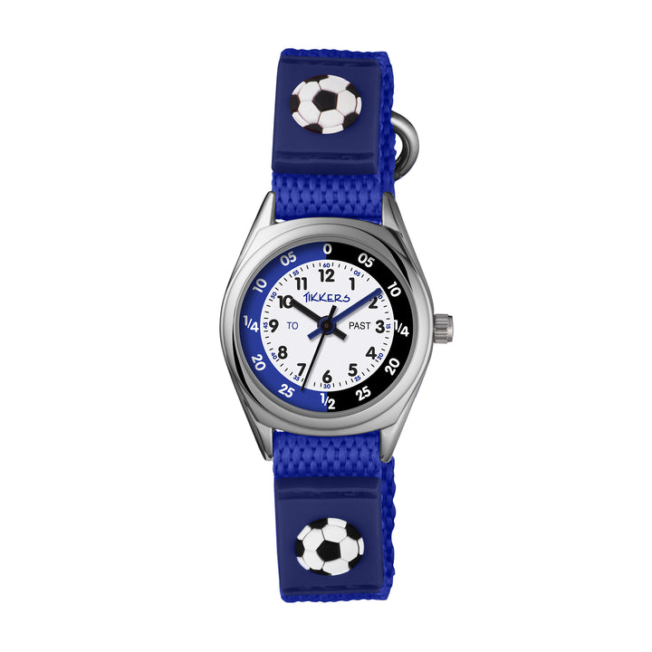 Tikkers Time Teacher Blue Soccer Canvas Strap Watch