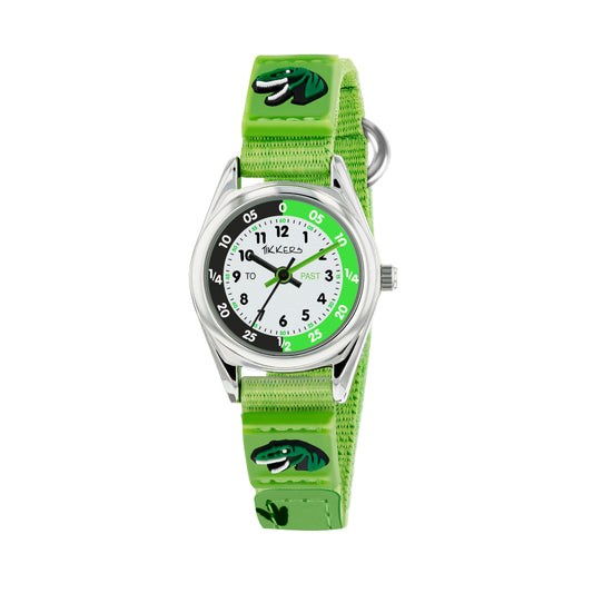 Tikkers Time Teacher Green Canvas Strap Watch
