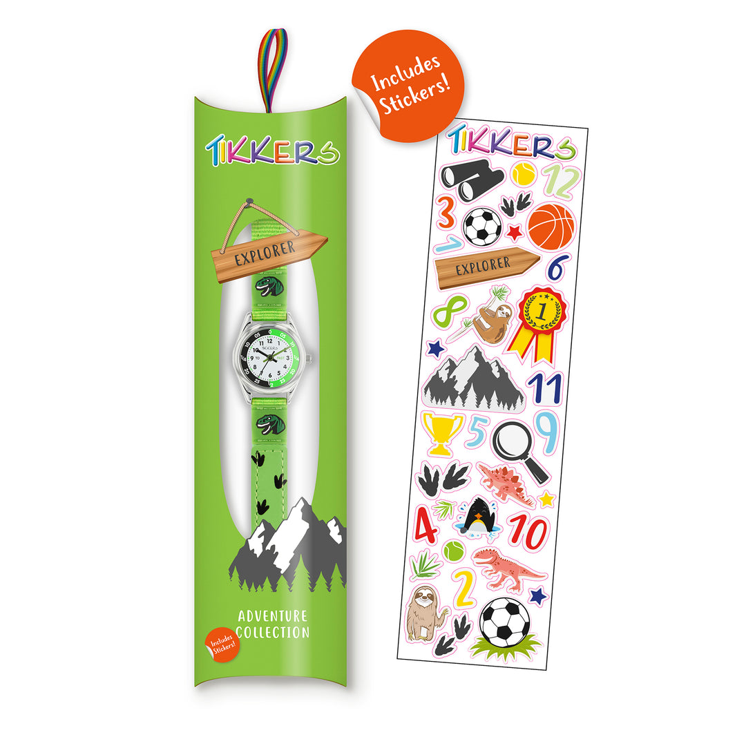 Tikkers Time Teacher Green Canvas Strap Watch