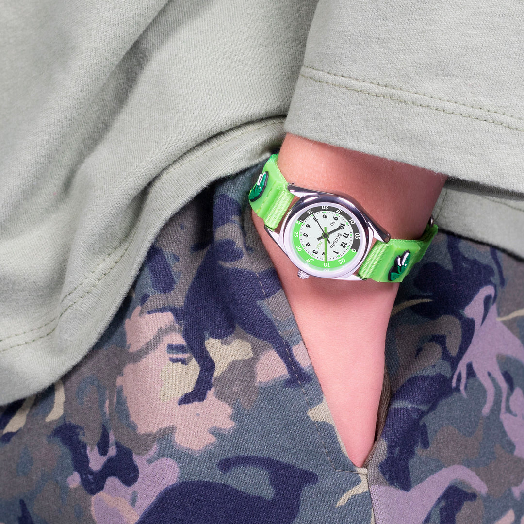 Tikkers Time Teacher Green Canvas Strap Watch