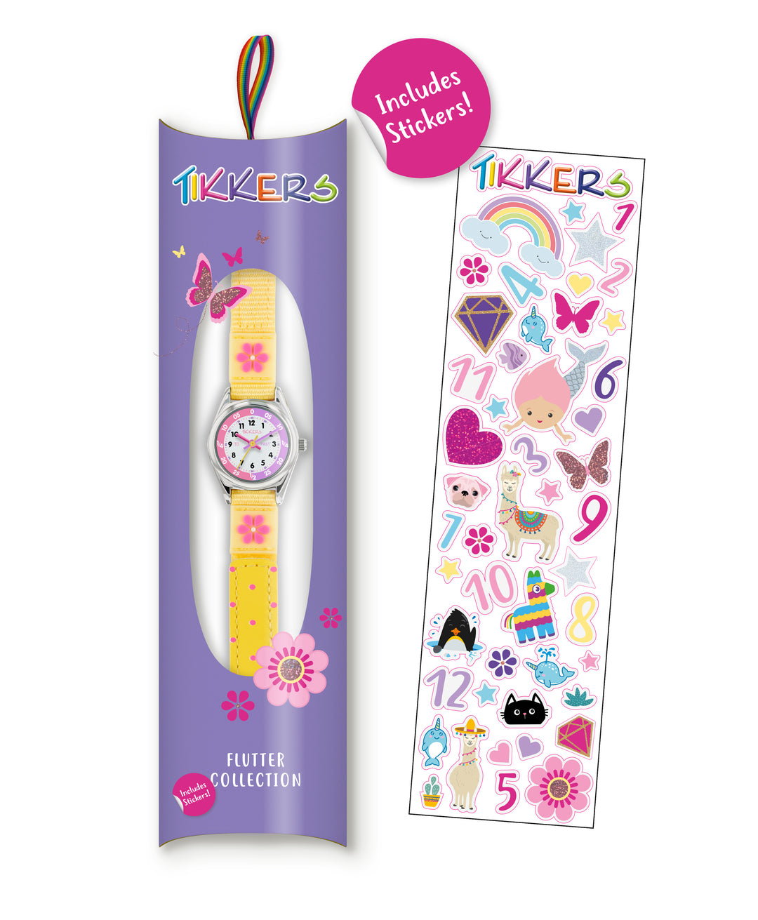 Tikkers Time Teacher Yellow Flower Canvas Strap Watch