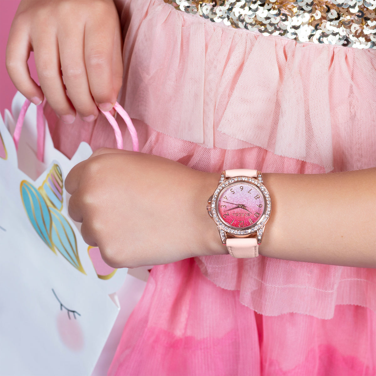 Tikkers Peach Fashion Straps Sparkle Dial Watch