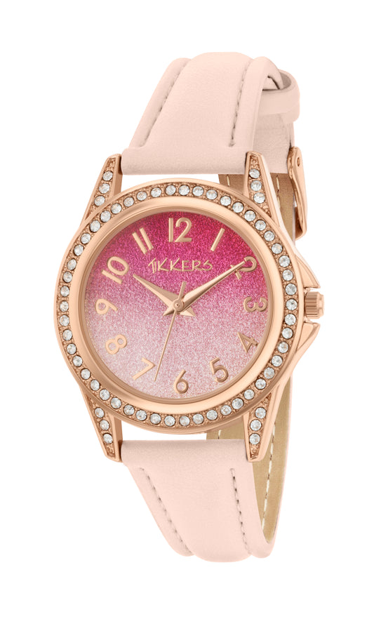 Tikkers Peach Fashion Straps Sparkle Dial Watch