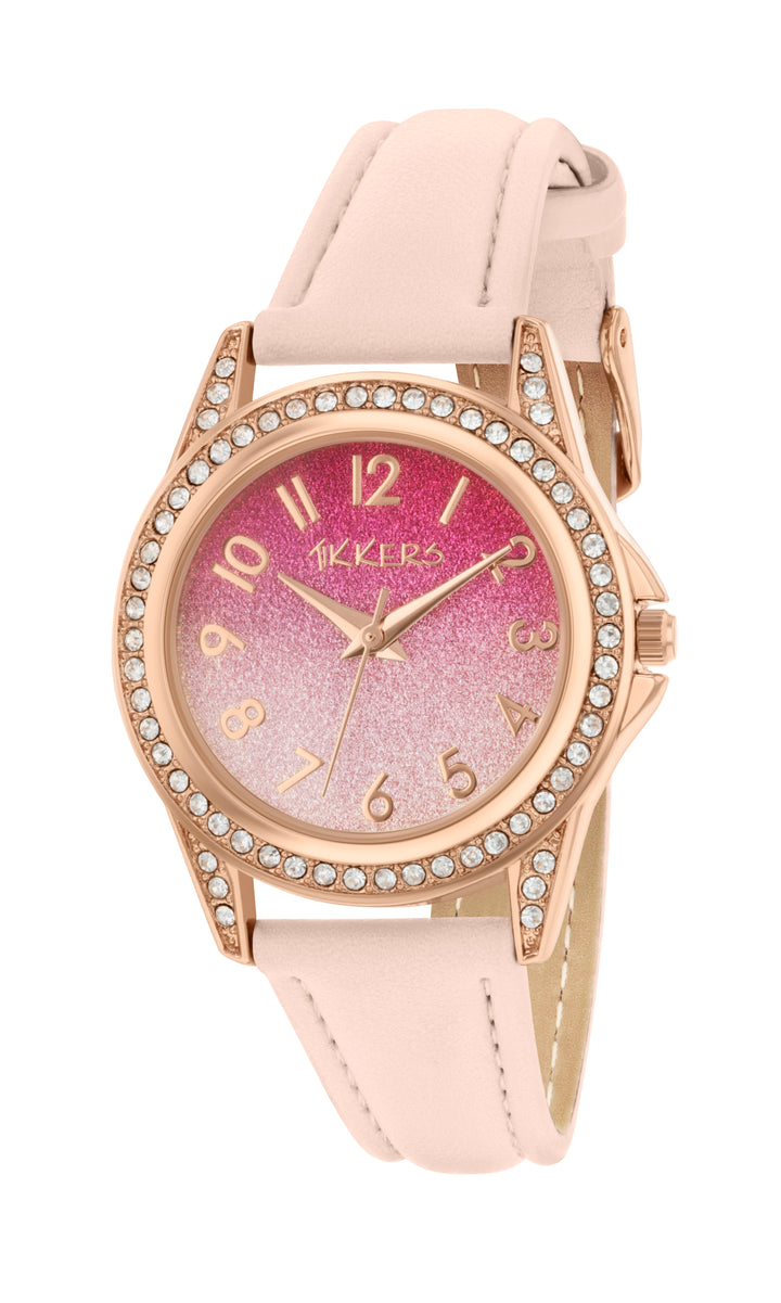Tikkers Peach Fashion Straps Sparkle Dial Watch