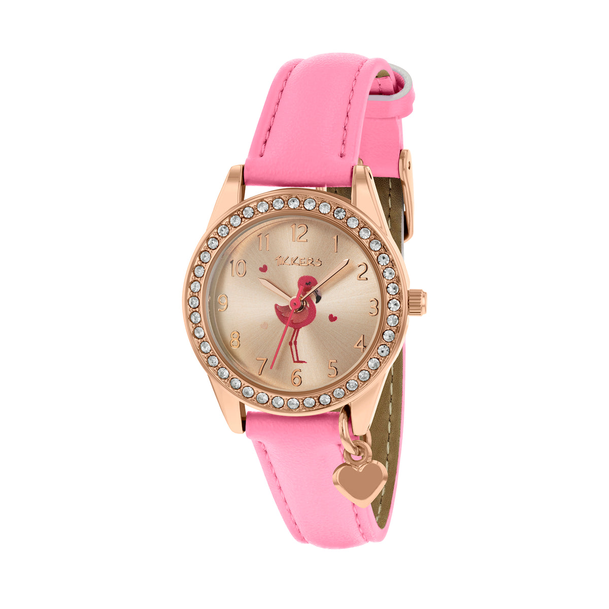 Tikkers Flamingo Pink Heart Charm Watch