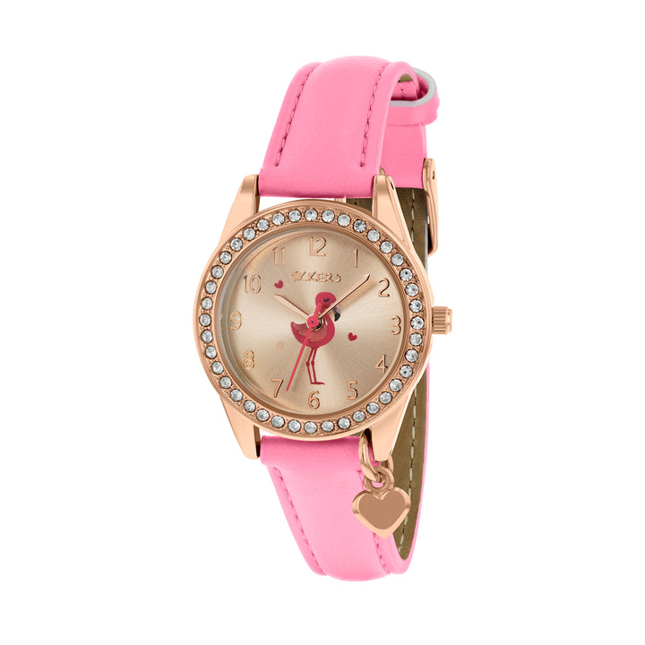 Tikkers Flamingo Pink Heart Charm Watch