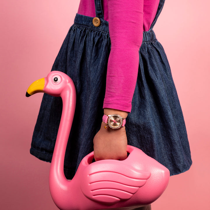 Tikkers Flamingo Pink Heart Charm Watch