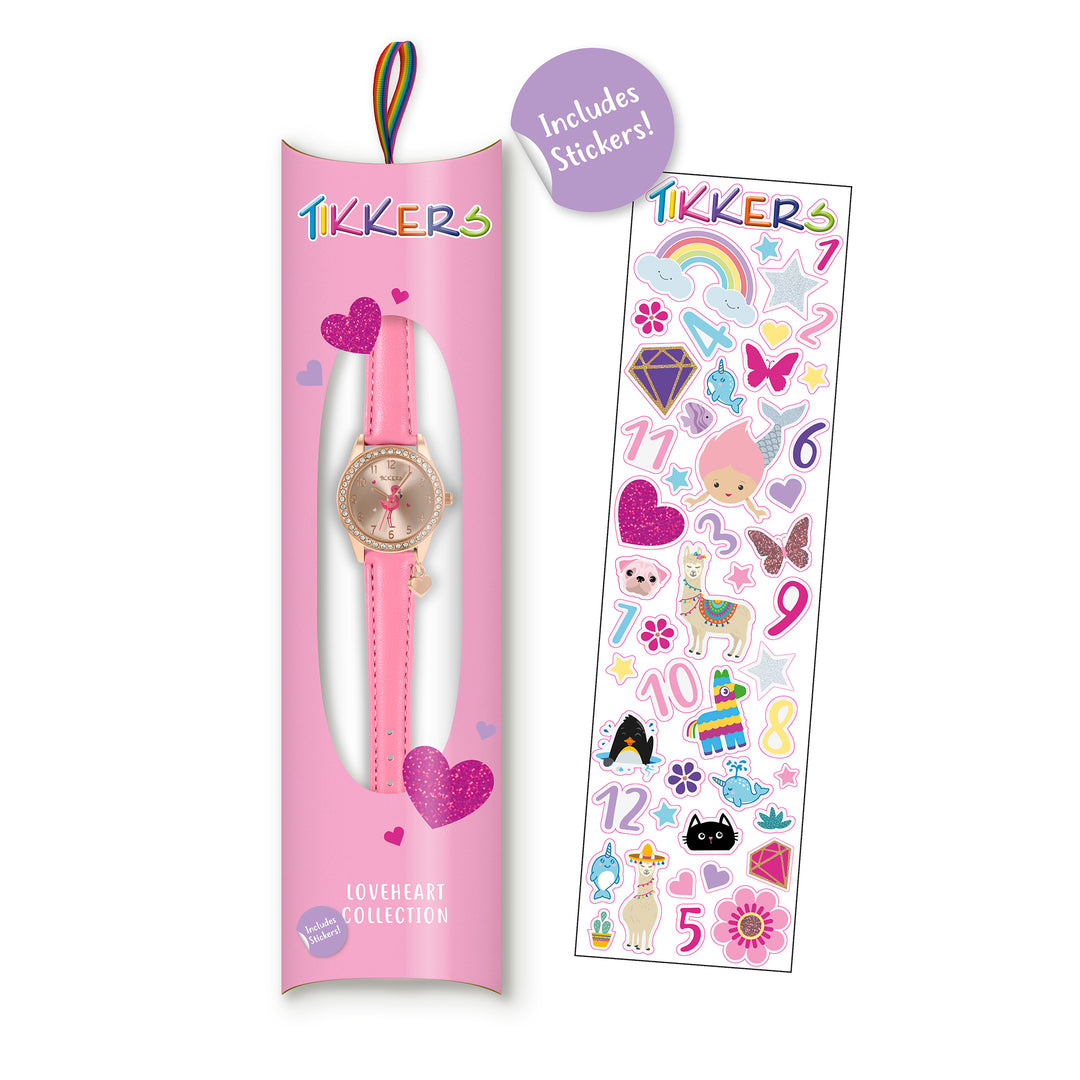 Tikkers Flamingo Pink Heart Charm Watch