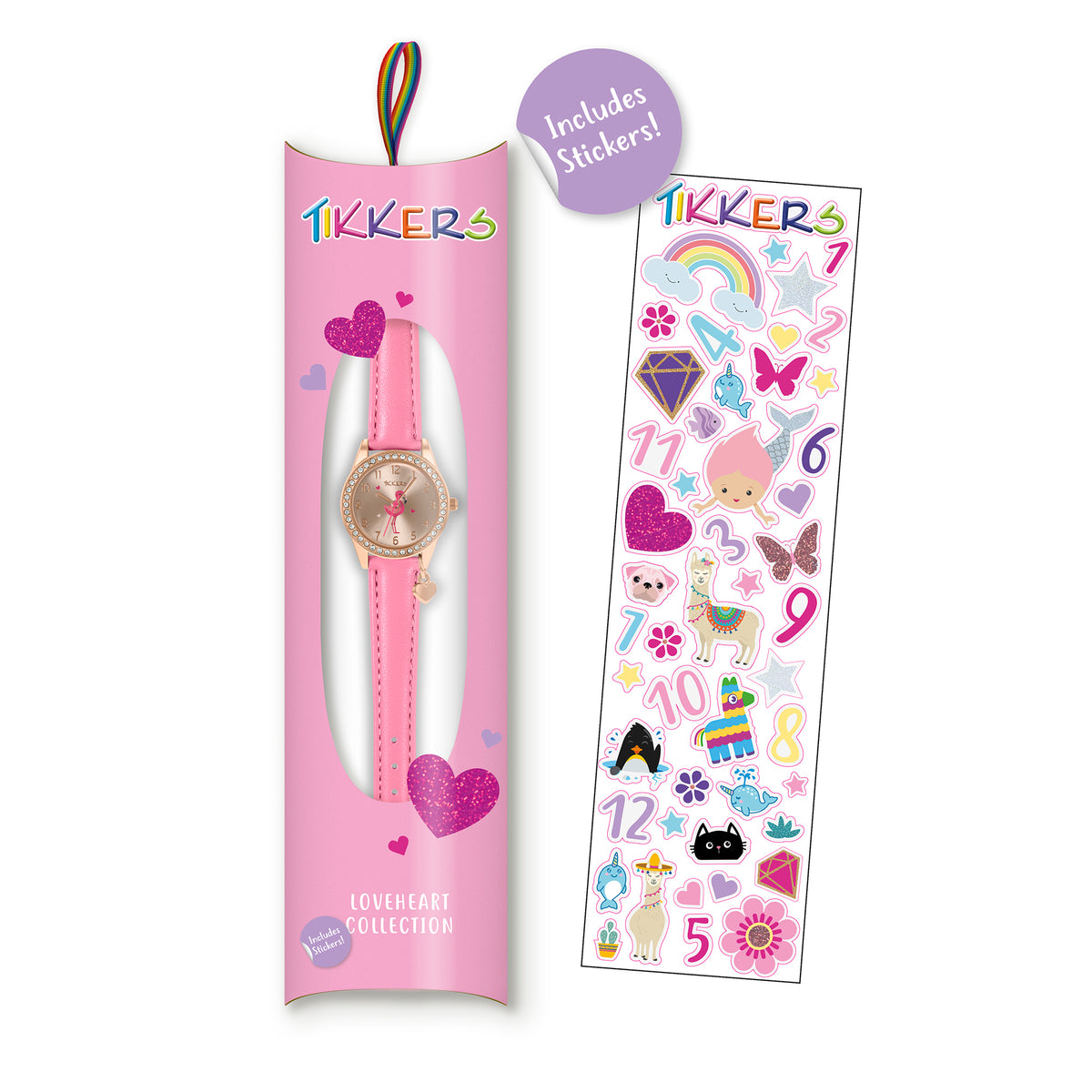 Tikkers Flamingo Pink Heart Charm Watch