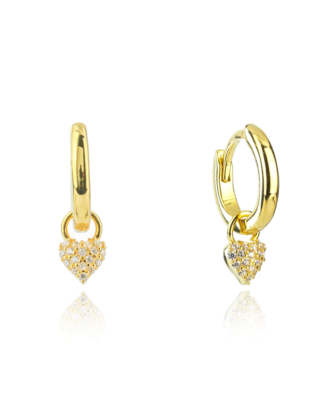 SWEETHEART SPARKLY HEART MINI DROP HOOPS GOLD