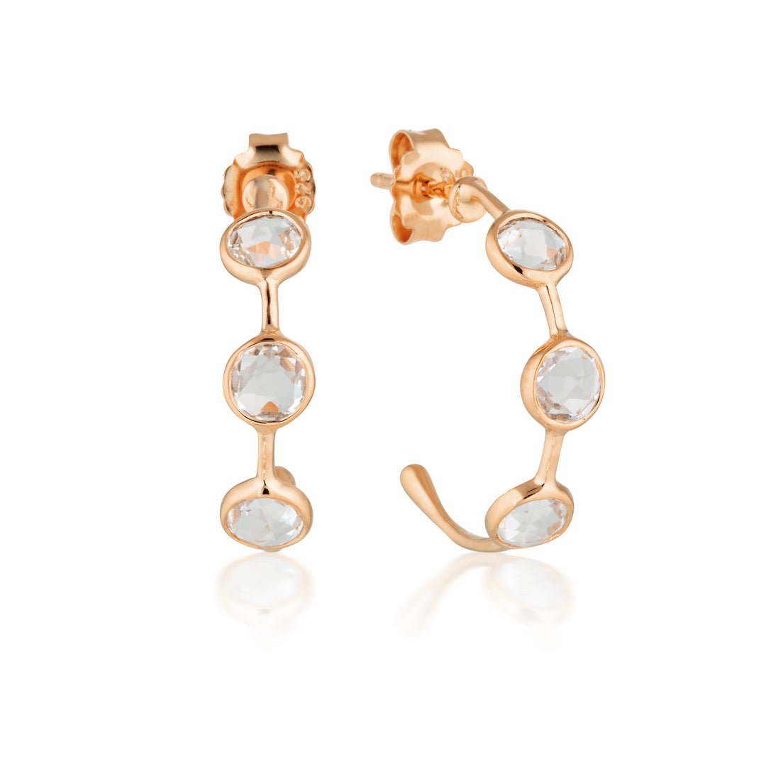 KIKLO WHITE TOPAZ HOOP ROSE GOLD