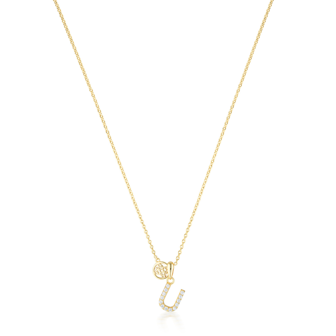 LUXURY LETTERS U INITIAL PENDANT GOLD