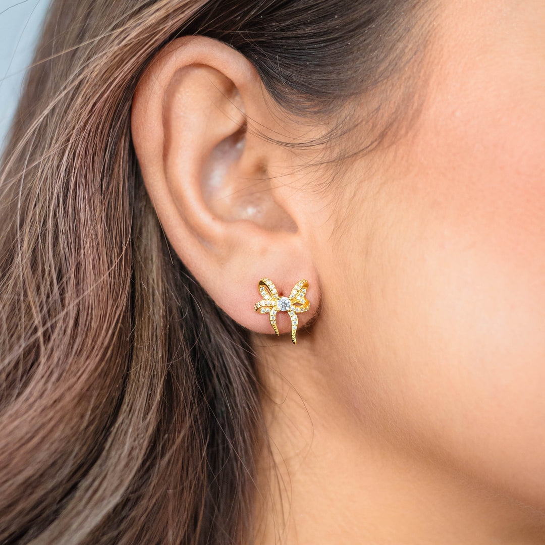 SWEETHEART BOW EARRINGS GOLD