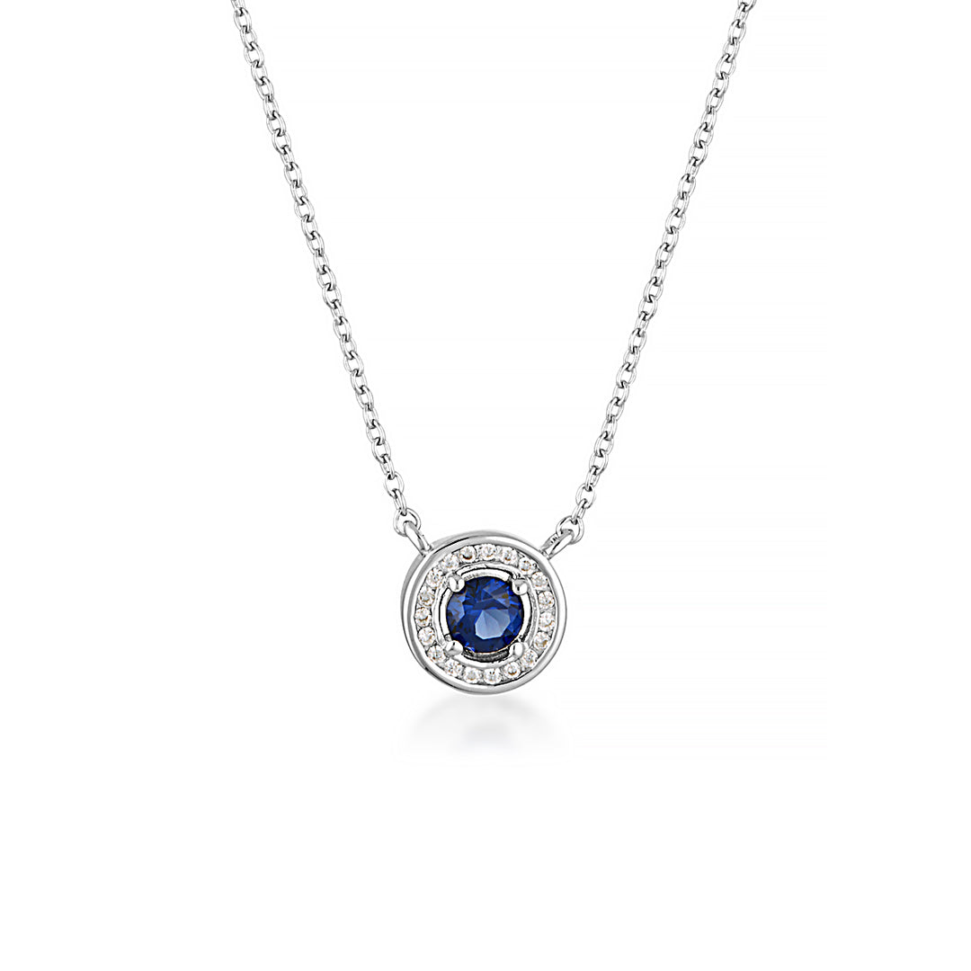 MILESTONE SAPPHIRE HALO PENDANT IN SILVER
