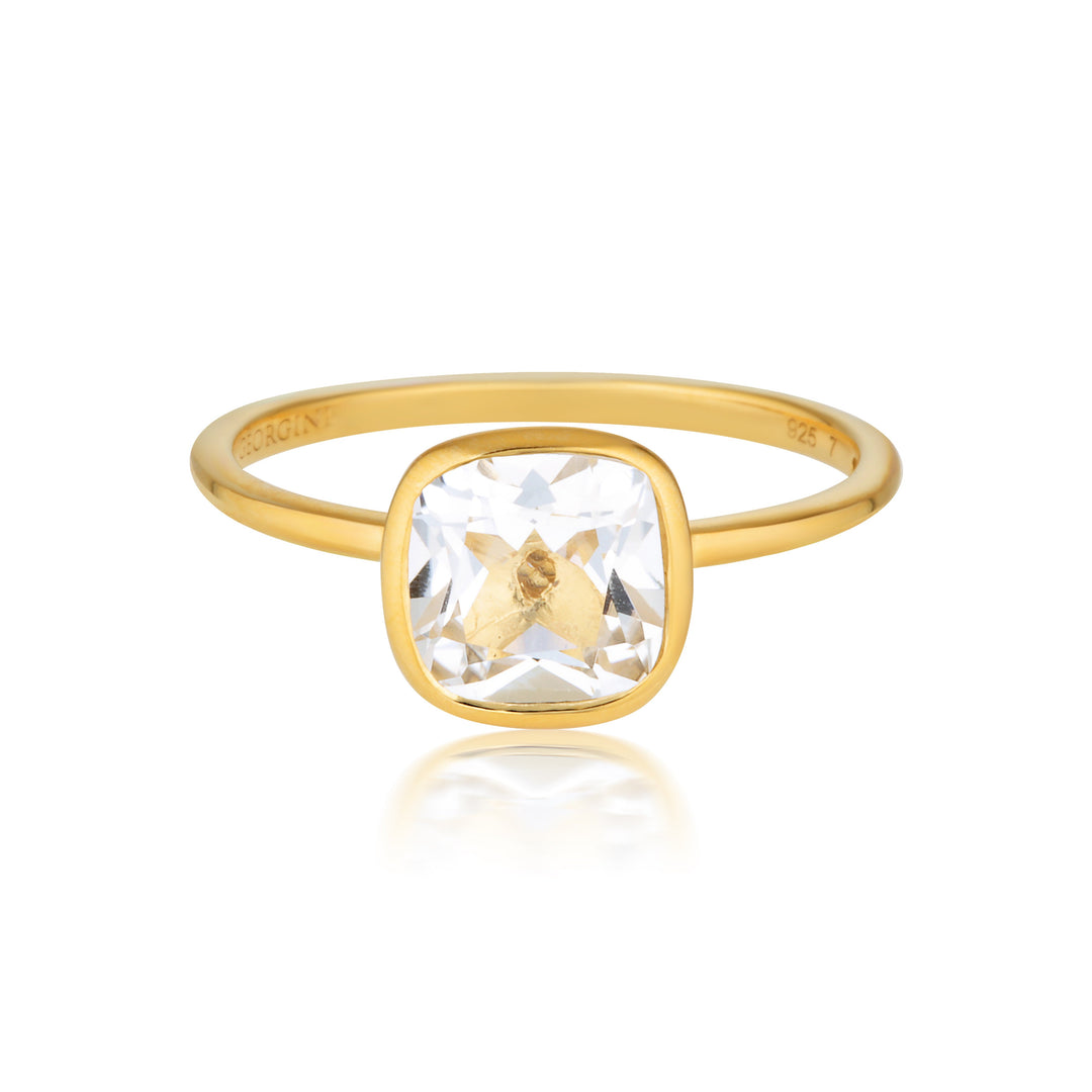 DOROS WHITE TOPAZ GOLD RING - 7