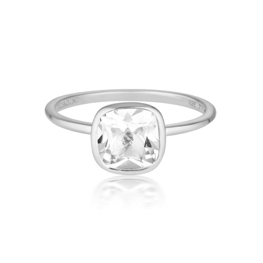 DOROS WHITE TOPAZ SILVER RING - 7