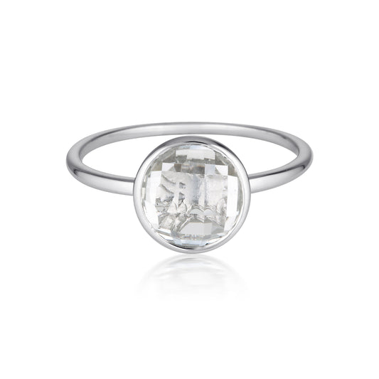 RODOS WHITE TOPAZ RING SILVER - 7