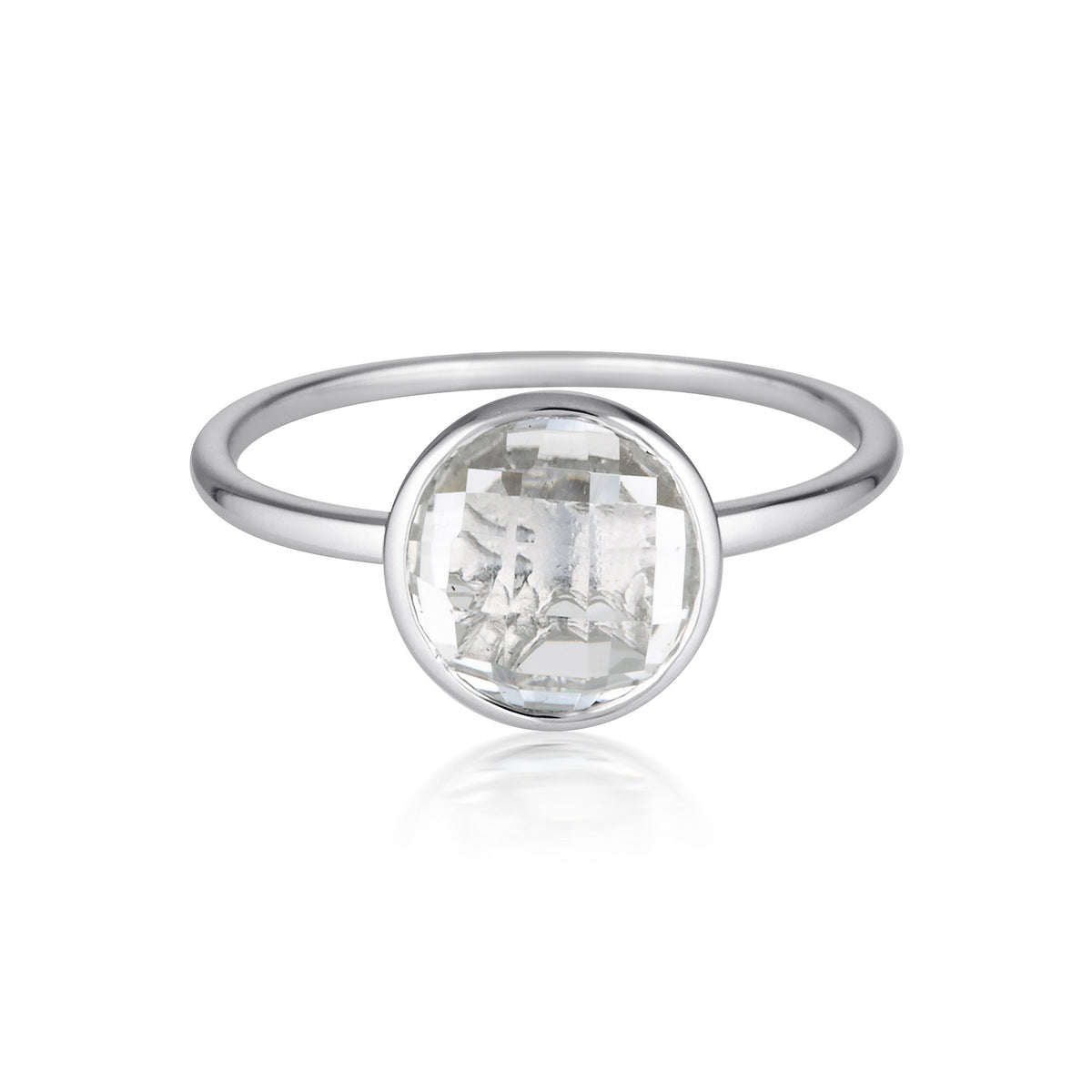RODOS WHITE TOPAZ RING SILVER - 8