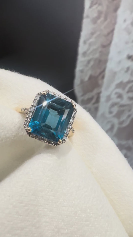 London Blue Topaz Cocktail Diamond Ring